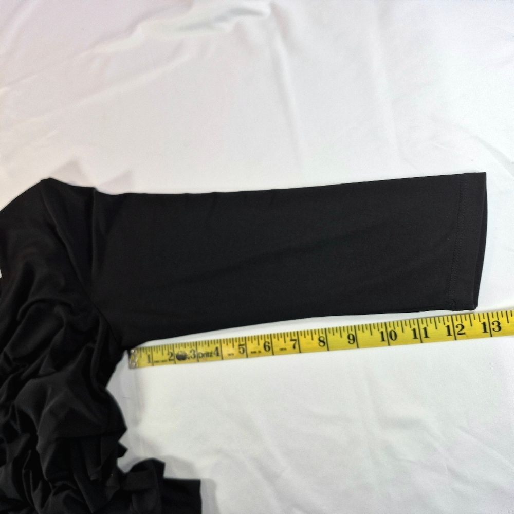 Susan Graver Top Women's Black Liquid Knit Tiered 3/4 Sleeve Scoop Neck Blouse S - Picture 8 of 11